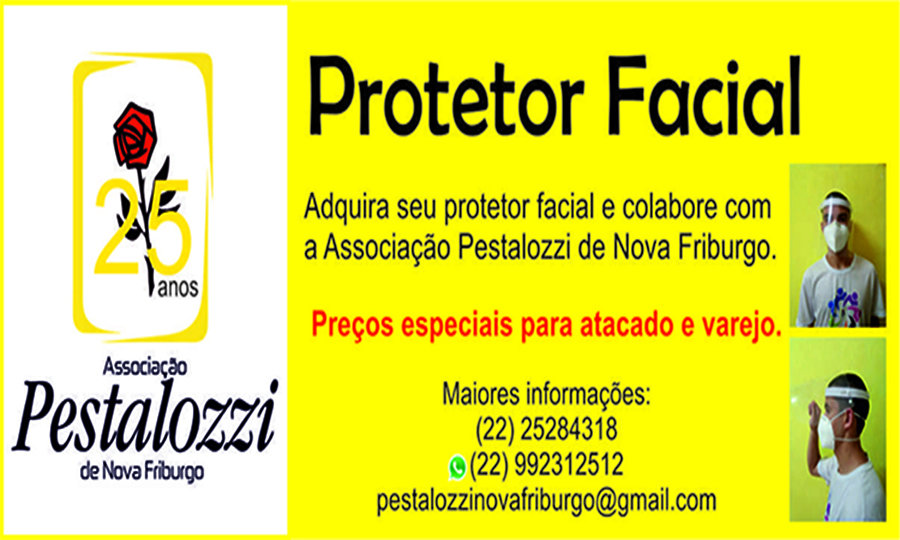 Pestalozzi vendendo Protetor Facial.